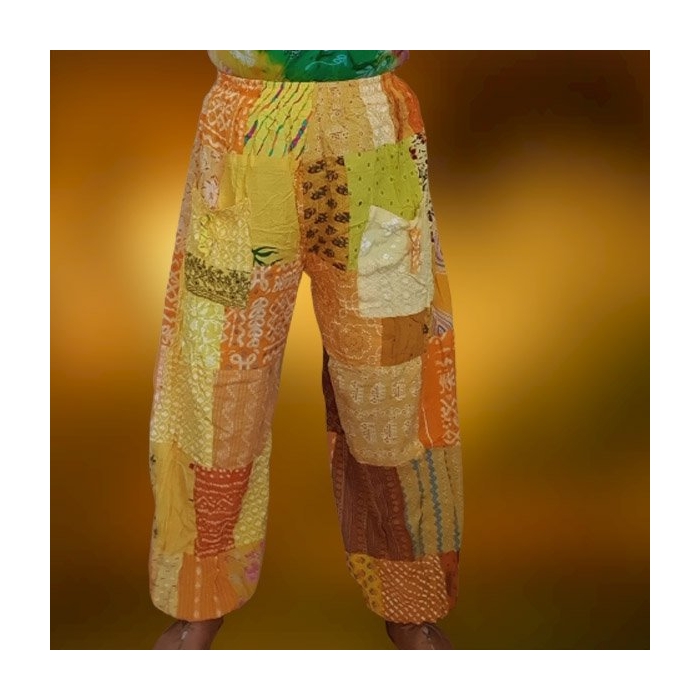 Spodnie Patchwork Haremki Odcienie Żółtego od Bayba Hit