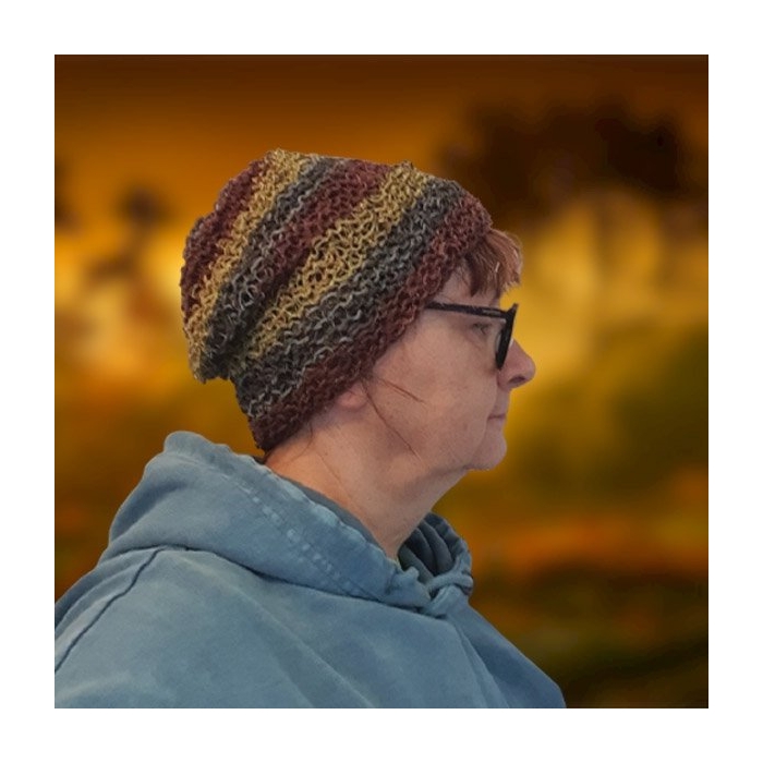 Czapka Beanie z Himalajskiej Konopi Siewnej Bordowo Żółta