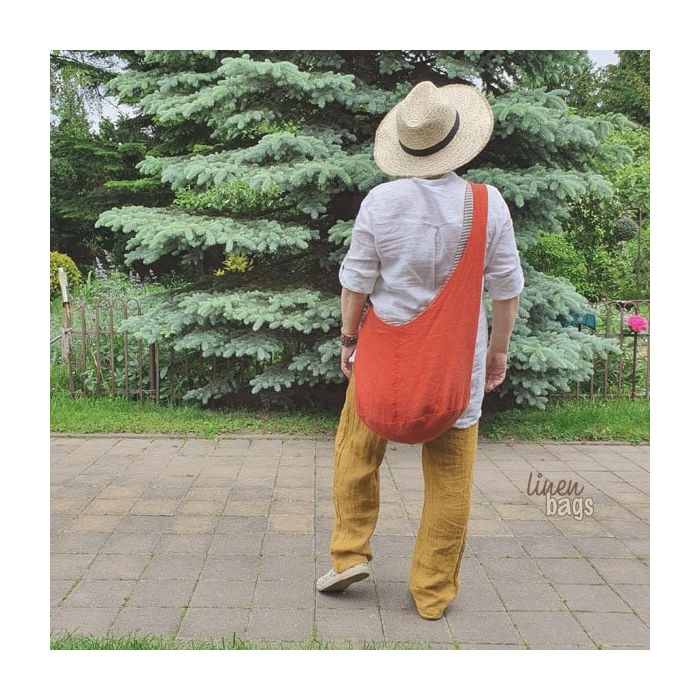 Torba Lniana HOBO Koral Boho Hippie