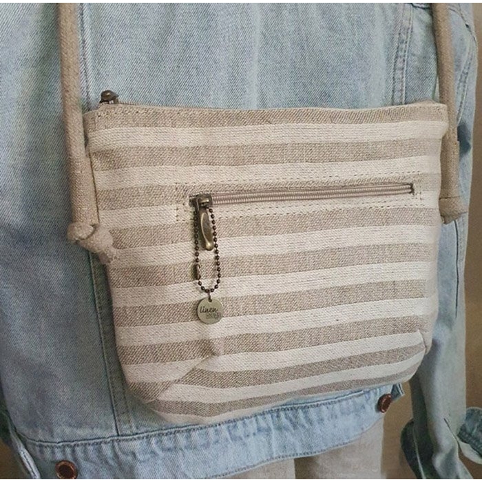 Torebka Lniana SIMPLE MINI Paski Natura
