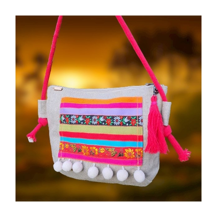 Lniana Torebka Boho Mini Hit Bag Sznurki
