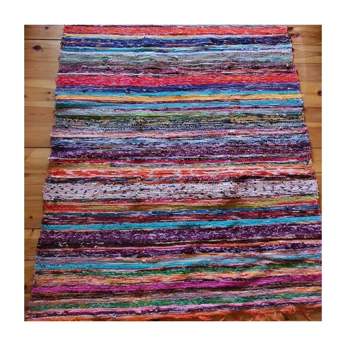 Ręcznie Robiony Dywan Wielokolorowy Boho z Recyklingu 150x90 cm