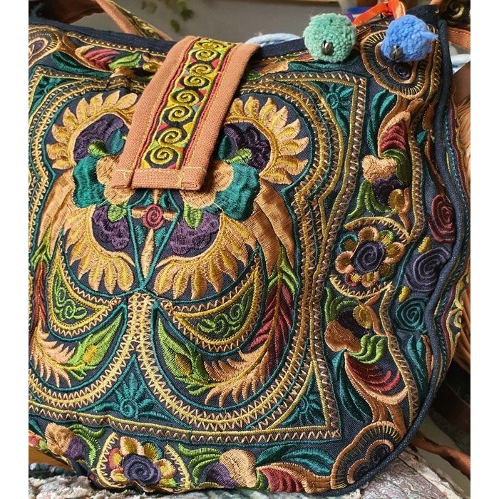 torebka hipisowska haftowana, hippie embroidered bag.