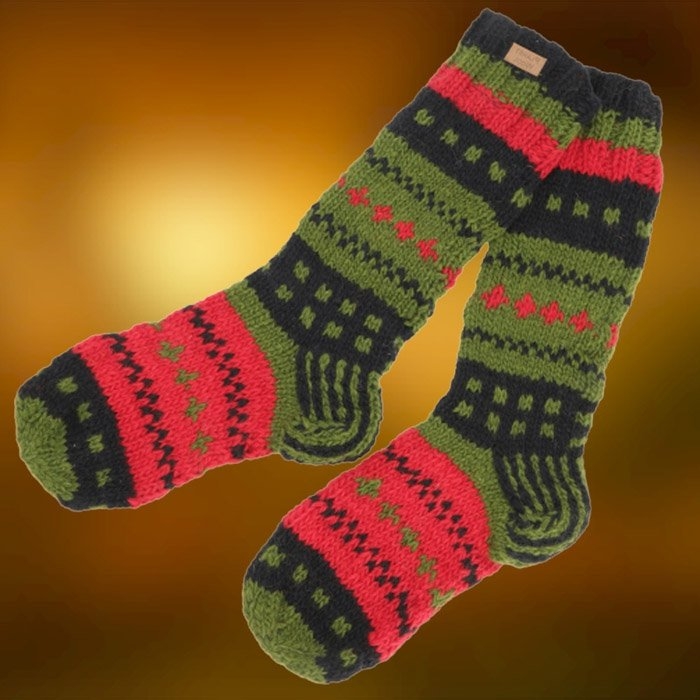 Skarpety Wełniane Khaki Ręcznie Robione r. 37-39