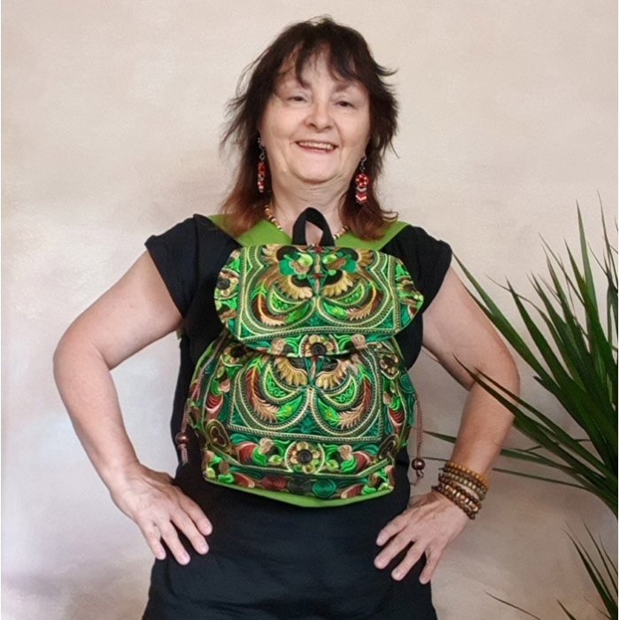 Plecak Damski Haftowany Hmong Bird Green