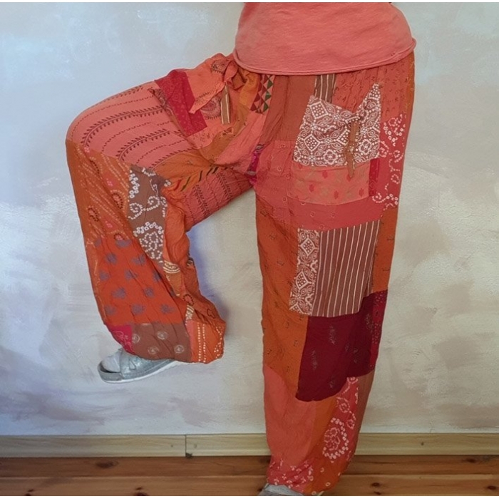 Spodnie Patchwork Haremki Odcienie Pomarańczu od Bayba Hit