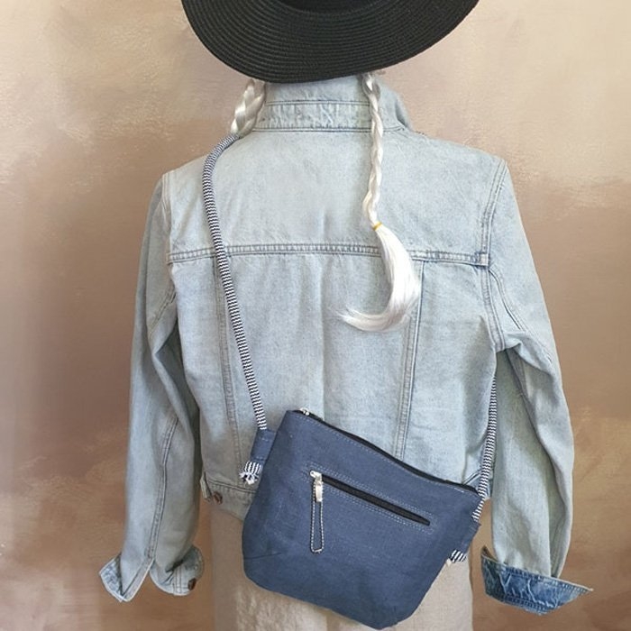 Torebka Lniana SIMPLE MINI Szary Blue