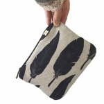 Saszetka Lniana Czarne Pióra